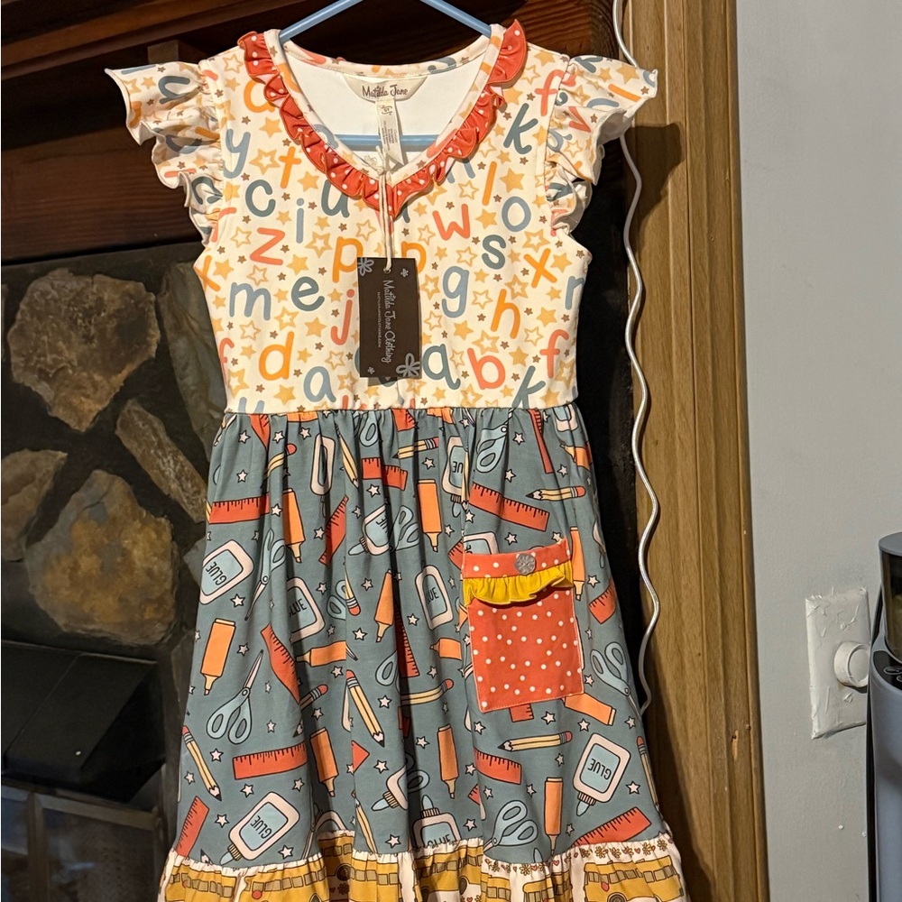 Matilda Jane Alphabet and School Supplies Print Dress NEW